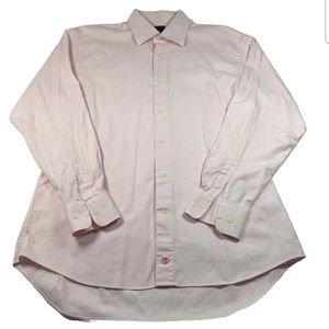 David Donahue Mens Pink Long Sleeve Button Down Dress Shirt Size 16.5 34/35